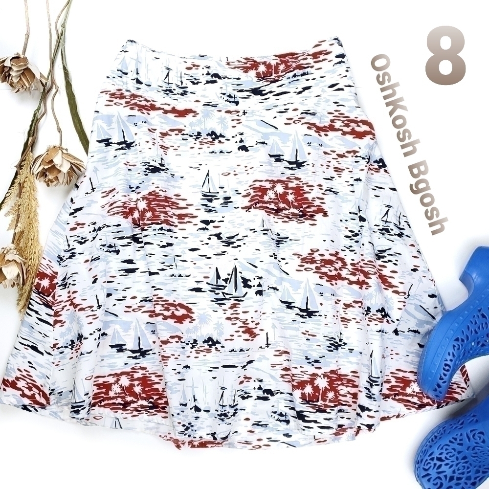 Oshkosh B'gosh Red White Blue Cotton Skirt Size 8 - Picture 1 of 10